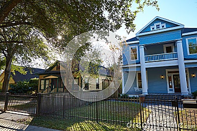 Houston heights victorian style houses Texas Stock Photo