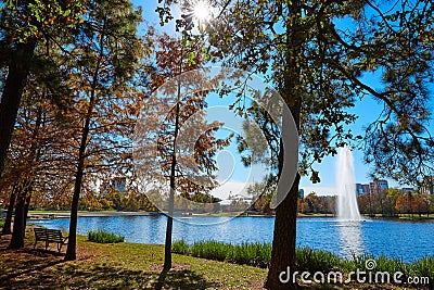 Houston Hermann park Mcgovern lake Stock Photo