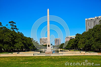 Houston Hermann park Pioneer memorial obelisk Stock Photo