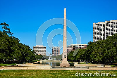 Houston Hermann park Pioneer memorial obelisk Stock Photo