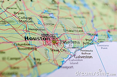 Houston on map Stock Photo