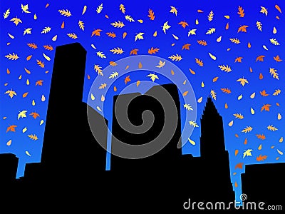 Houston skyline in autumn Vector Illustration