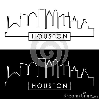 Houston skyline. Linear style. Vector Illustration