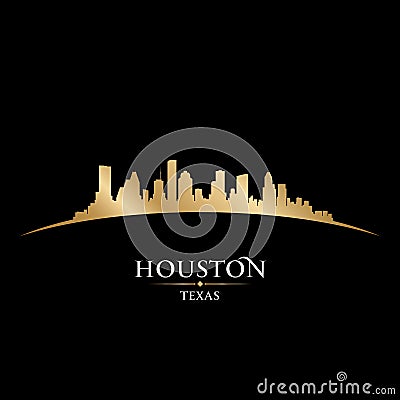 Houston Texas city skyline silhouette black background Vector Illustration