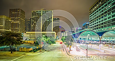 Houston Texas modern skyline at night Editorial Stock Photo