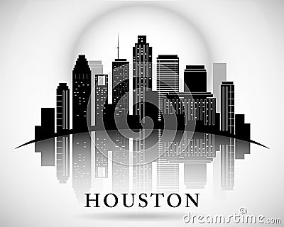 Houston Texas skyline city silhouette Vector Illustration