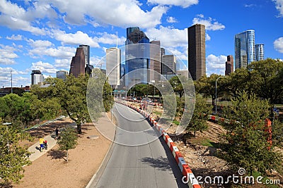 Houston Texas Skyline with modern skyscrapers and blue sky view Editorial Stock Photo