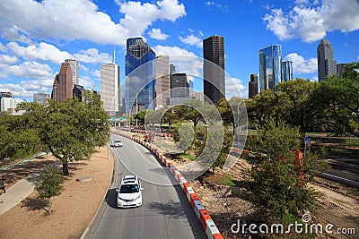 Houston Texas Skyline with modern skyscrapers and blue sky view Editorial Stock Photo