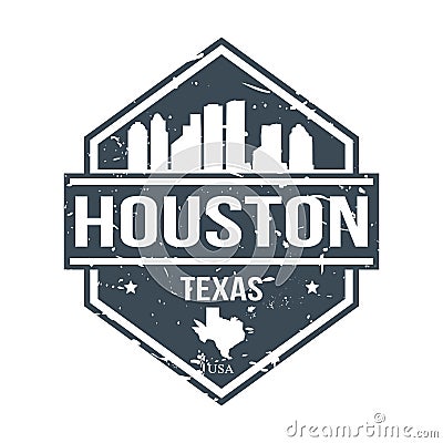 Houston Texas USA Travel Stamp Icon Skyline City Design Badge. Seal Passport Vector. Vector Illustration