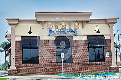 Zaxby`s restaurant exterior in Houston, TX. Editorial Stock Photo