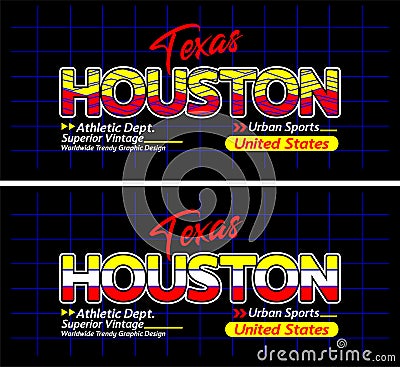 Houston urban line lettering sports style vintage college, for print on t shirts etc. Vector Illustration