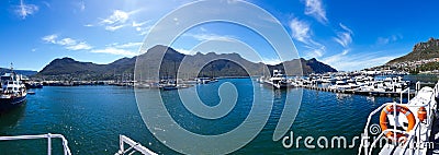 Hout bay landscape panorama view on boat going out o seal island Cape Town, South Africa attraction Editorial Stock Photo