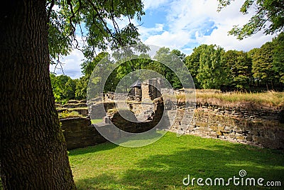 HovedÃ¸ya is one of a number of small islands off the coast of Oslo, Norway. The ruins of the monastery. Stock Photo