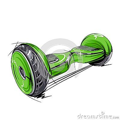 Hoverboard electric self-balancing scooter. Vector hand drawing design Vector Illustration