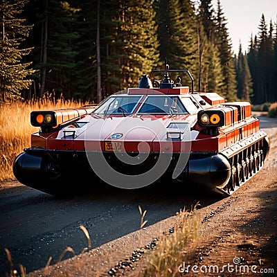 Hovercraft, hovering floating vehicle of off-road amphibious transport Stock Photo