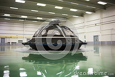 hovercraft prototype being tested in a controlled environment Stock Photo