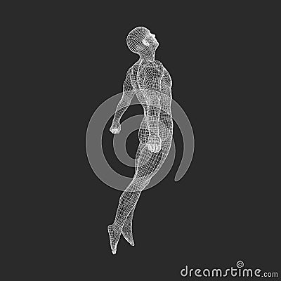 Hovering in Air. Man Floating in the Air. 3D Model of Man. Human Body. Design Element. Vector Illustration Vector Illustration