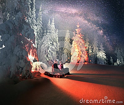 Hoverla night ascent Stock Photo