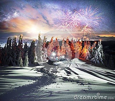 Hoverla night ascent Stock Photo