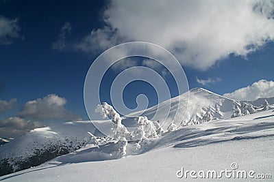 Hoverla in winter Stock Photo