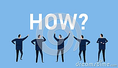 How big text businessman question think want to know answer Vector Illustration