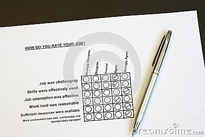 How do you rate your job survey Stock Photo