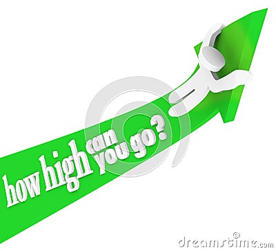 How High Can You Go Person Riding Arrow Up Stock Photo