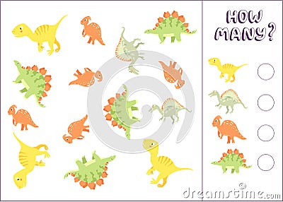 Count how many dinosaurs Vector Illustration