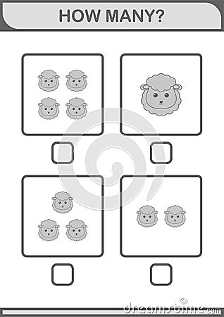 How Many Sheep face. Worksheet for kids Vector Illustration