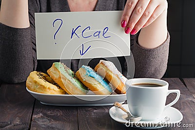 How much calories in sweet donuts Stock Photo