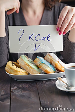 How much calories in sweet donuts Stock Photo