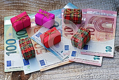 How much Euro is spent on Christmas presents? Stock Photo