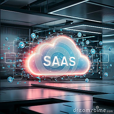 How SaaS is Transforming Industries with Innovative Cloud-Hosted Applications. Stock Photo