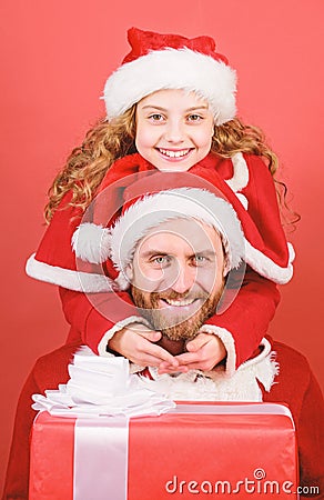 How to be santa claus parents guide. Belief in santa constitutes most magical part of childhood. My dad is santa claus Stock Photo