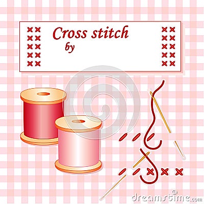 How To Cross Stitch Vector Illustration