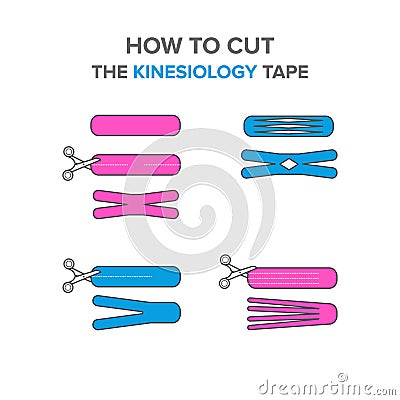 How to cut the kinesio tape Vector Illustration