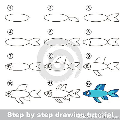 How to draw a Blue Fish Vector Illustration