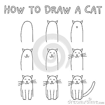 How to draw a cat Vector Illustration