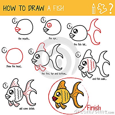 How to draw a fish. Vector Illustration