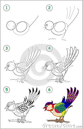 How to draw step by step a cute little toy tiger. Educational page for kids. Back to school. Vector Illustration