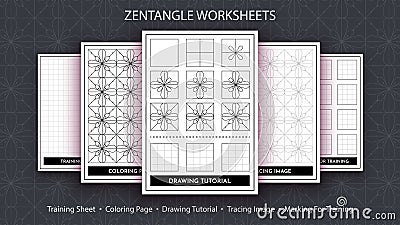 How to Draw a Zentangle. Step by Step Drawing Tutorial. Draw Guide. Simple Instruction for Kids and Adults. Vector Illustration