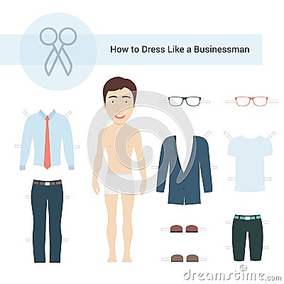 How to Dress like a Businessman Vector Set Vector Illustration