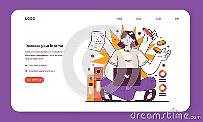 How to get through a recession web banner or landing page Vector Illustration