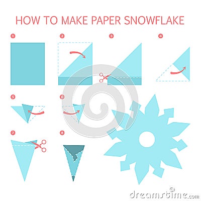 How to make christmas white snowflake diy Vector Illustration