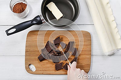 How to make palmier biscuits - french cookies Stock Photo