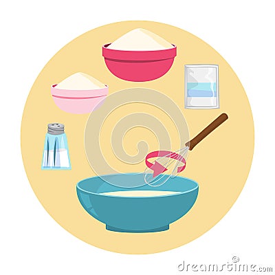 How to make pizza at home. Easy recipe Vector Illustration