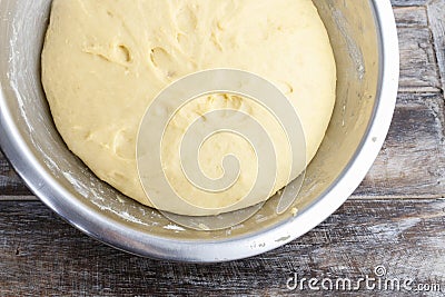 How to make yeast dough - step by step: knead the dough Stock Photo