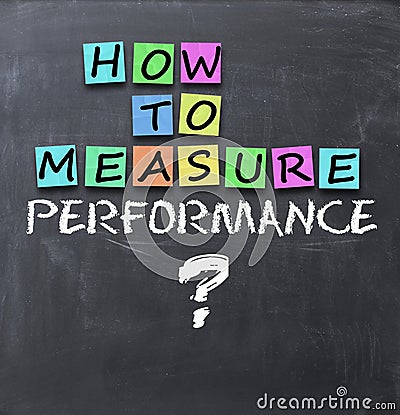 How to measure performance text on blackboard Stock Photo