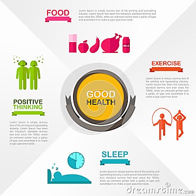 How to obtain good health and welfare infographic template Vector Illustration