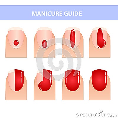 How to paint nails perfectly. Manicure Guide. Vector illustration Vector Illustration